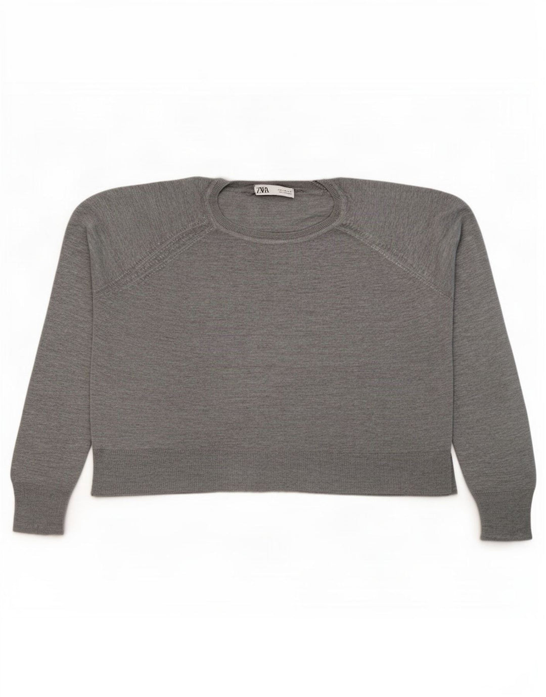 Damski sweter oversize Zara z okrągłym dekoltem UK 14, średnioszara wiskoza