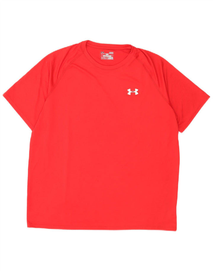 Męski t-shirt Under Armour Heat Gear, duży, czerwony, poliestrowy
