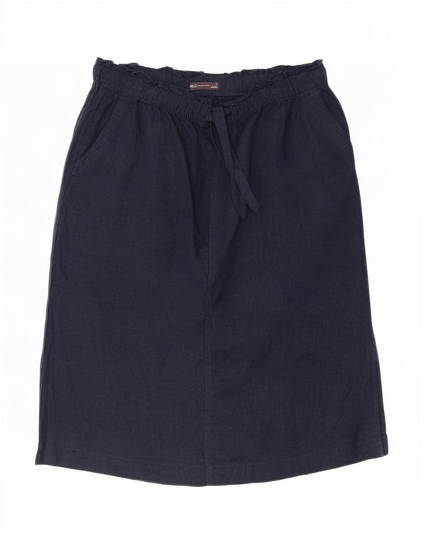 Marks & Spencer Damska spódnica midi UK 18 XL W38 Granatowa, lniana