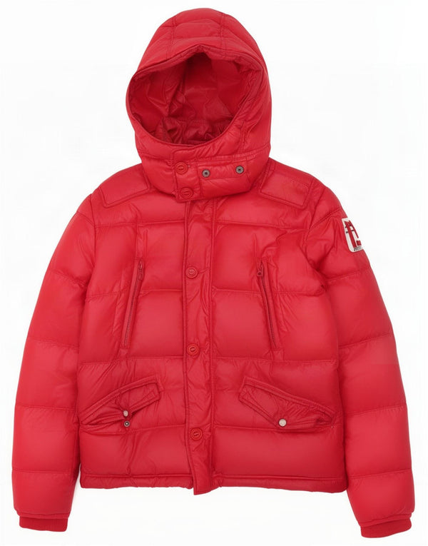 Męska ocieplana kurtka z kapturem Diesel UK 42 XL, czerwony nylon