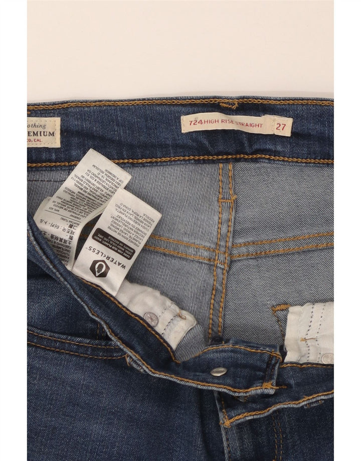 Damskie jeansy LEVI'S 724 z wysokim stanem i prostym W27 L32 Niebieski Lyocell