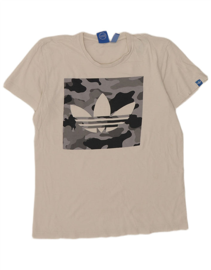 Męska koszulka z grafiką Adidas, mała, biała, bawełniana