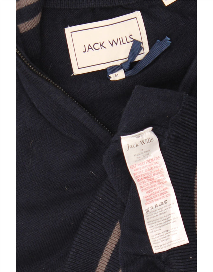 JACK WILLS Męski sweter zapinany na zamek, średni granatowy, bawełniany