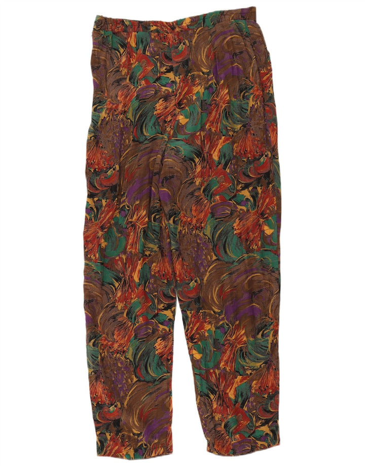 Vintage damskie spodnie typu casual z abstrakcyjnym wzorem W32 L29 brązowe