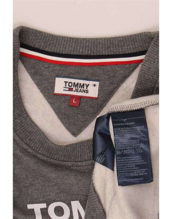 Męska bluza z grafiką Tommy Hilfiger, duża, szara, bawełniana