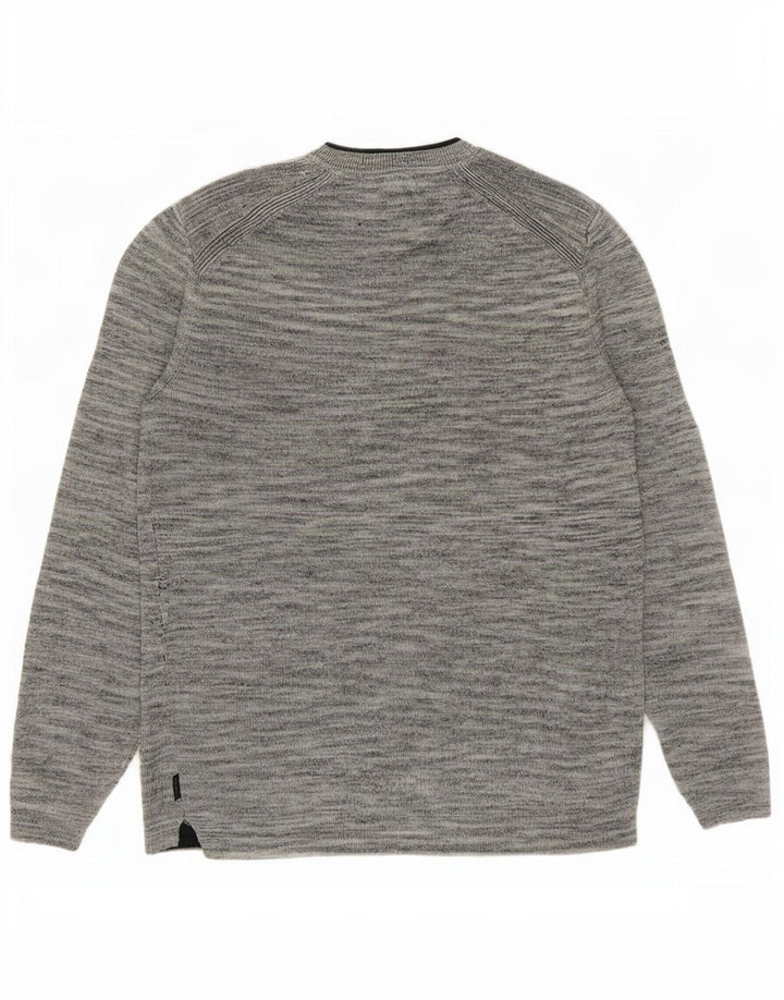 Męski sweter Ted Baker z okrągłym dekoltem, rozmiar 3, średnioszary, lniany w plamki
