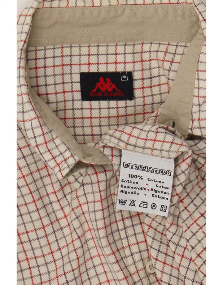KAPPA Mens Flannel Shirt Medium White Check Cotton Vintage Kappa and Second-Hand Kappa from Messina Hembry 