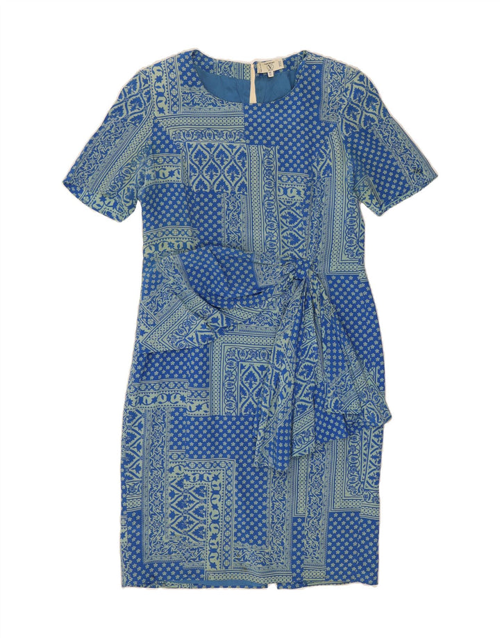 VALENTINO Womens Sheath Dress UK 12 Medium  Blue Patchwork Silk Vintage Valentino and Second-Hand Valentino from Messina Hembry 