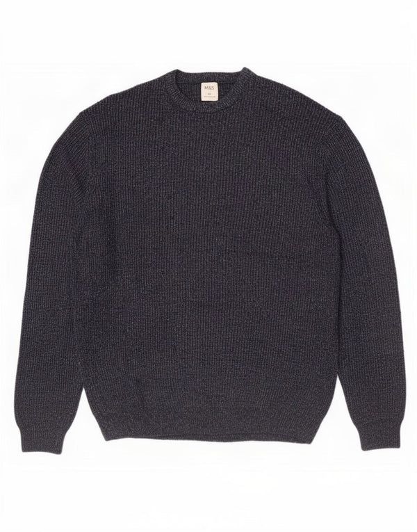 Marks & Spencer Męski sweter z okrągłym dekoltem 2XL Granatowy poliamid