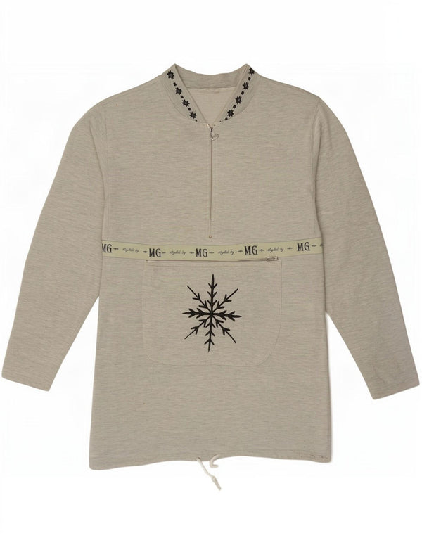 Damska bluza z kapturem w stylu vintage, zapinana na zamek, UK 14, duża, szara, nakrapiana