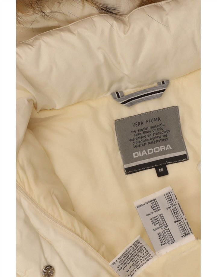 Damski płaszcz z kapturem Diadora UK 14, średni, złamany biały poliester