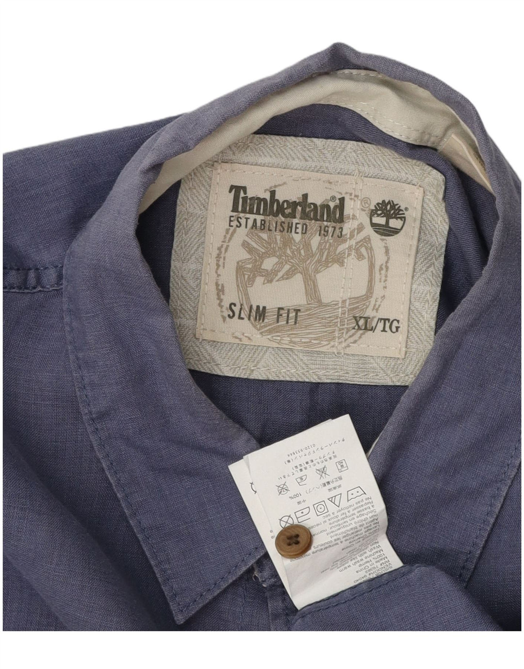 Męska koszula slim fit Timberland z krótkim rękawem XL, niebieska konopna