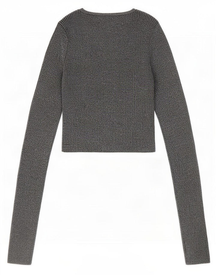 Damska krótka bluzka Zara Top UK 8 Small, srebrna, nakrapiana wiskoza