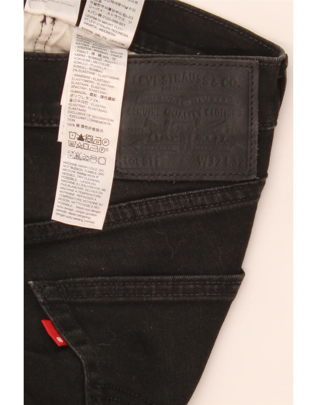 Męskie jeansy Levi's 511 Slim W32 L32 Czarna bawełna