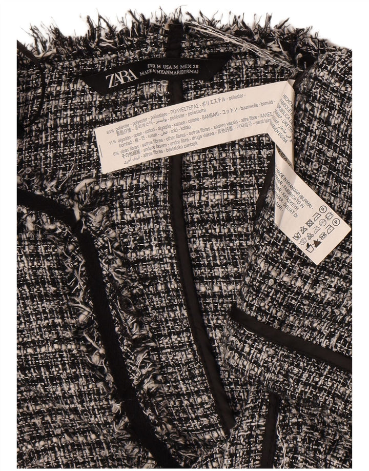 Damska otwarta marynarka Zara UK 14, średni szary, nakrapiany poliester