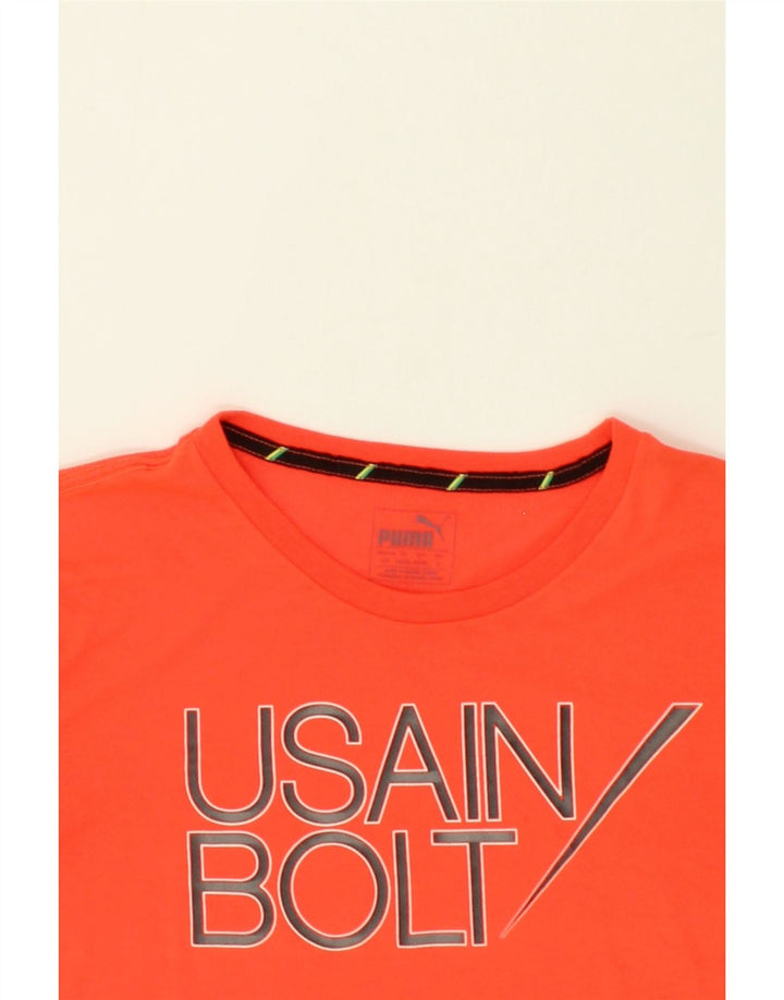 PUMA Mens Graphic T-Shirt Top Small Orange Polyester Vintage Puma and Second-Hand Puma from Messina Hembry 