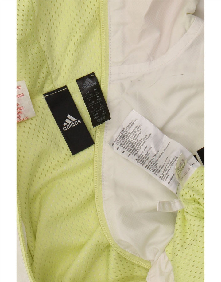 ADIDAS Girls Hooded Rain Jacket 11-12 Years White Polyester