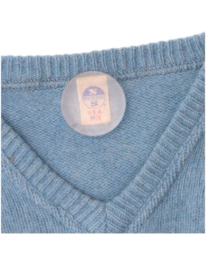 Męski sweter z dekoltem w kształcie litery V, XL, niebieski, wełniany North Sails