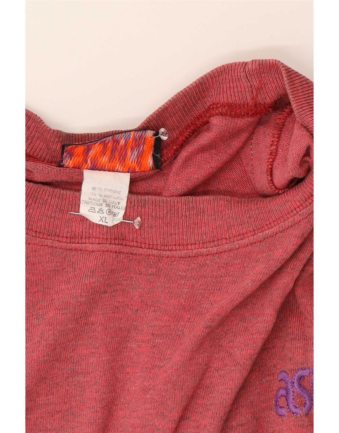 Męski graficzny top Asics z długim rękawem, XL, czerwony, z blokami kolorów, bawełniany