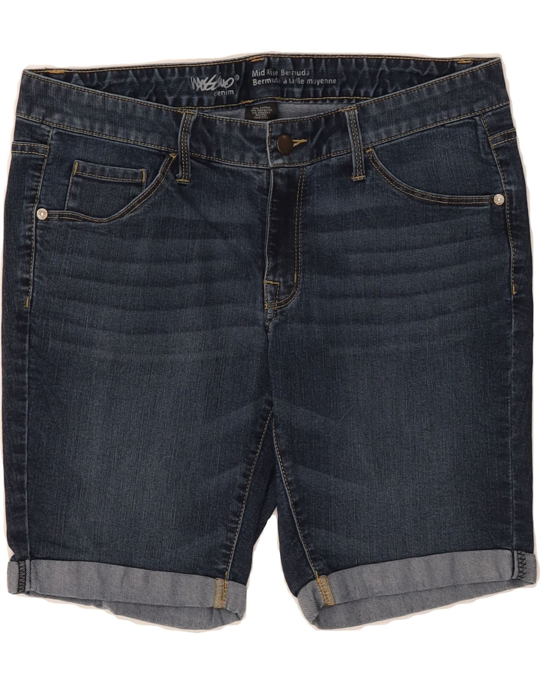 MOSSIMO Womens Bermuda Mid Rise Denim Shorts US 10 Large W32 Blue Cotton Vintage Mossimo and Second-Hand Mossimo from Messina Hembry 