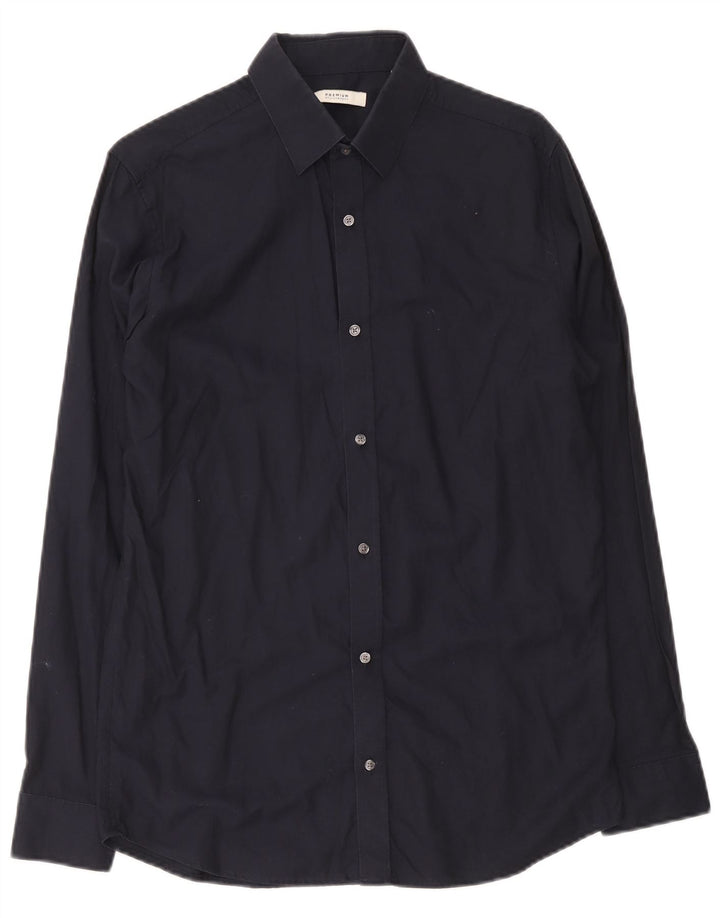 Koszula męska Premium Jack & Jones, średnia, granatowa, bawełniana