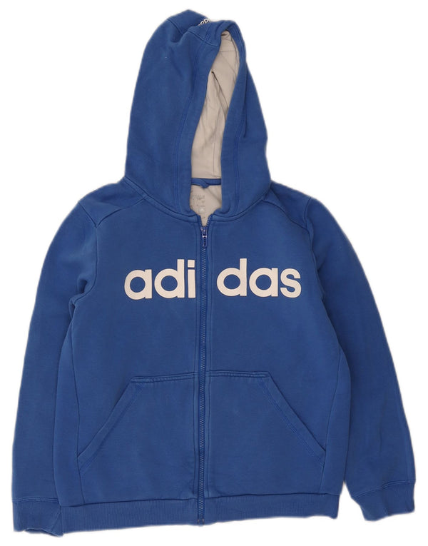Chłopięcy sweter Adidas z grafiką i zamkiem błyskawicznym 11-12 lat, niebieska bawełna