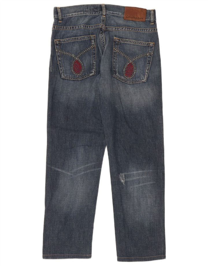 Męskie jeansy Calvin Klein w trudnej sytuacji, proste W31 L28, niebieska bawełna