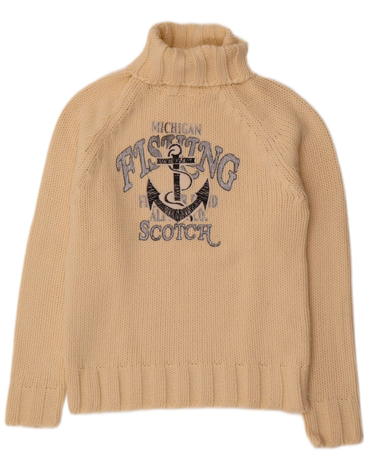 Sweter damski Scotch & Soda z grafiką i okrągłym dekoltem, UK 14, średni beż