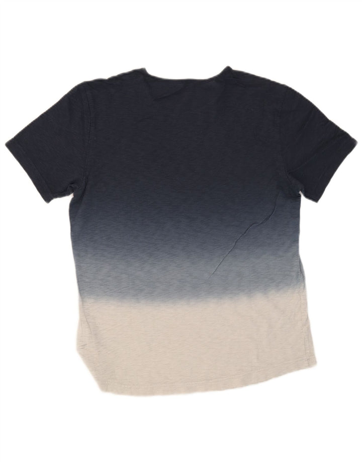 T-shirt męski BENETTON Top, średni, granatowy, bawełniany w bloki kolorów