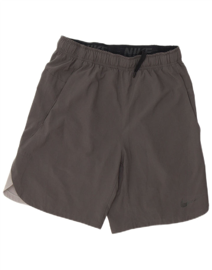Męskie spodenki sportowe Nike Dri Fit, mały, szary poliester z blokami kolorów