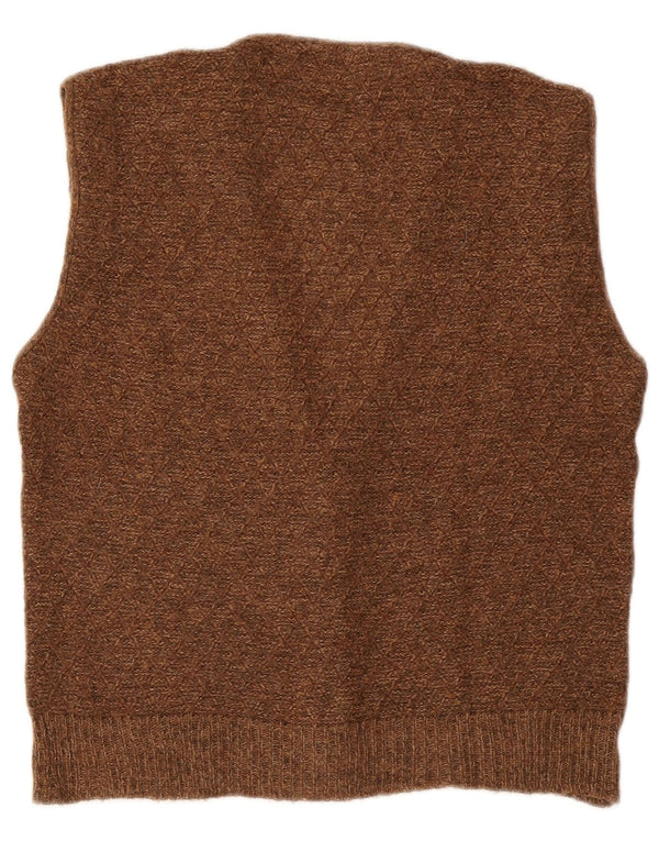 NANI BON Mens Sleeveless Cardigan Sweater IT 50 Medium Brown Acrylic