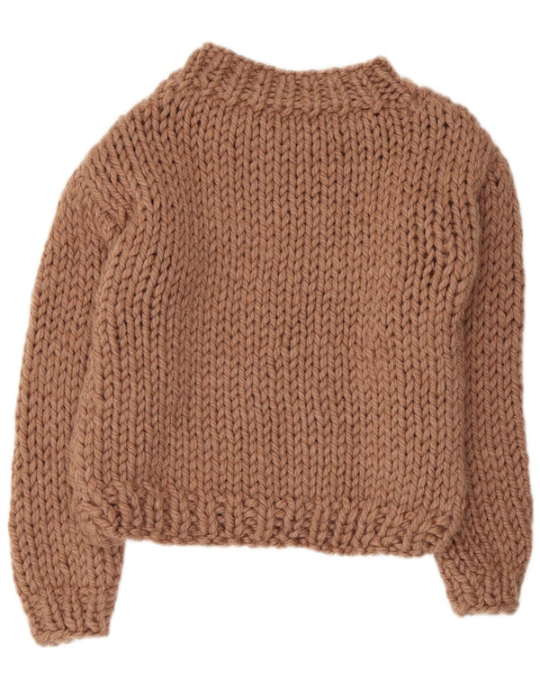 Vintage damski sweter z golfem UK 14 średni beż