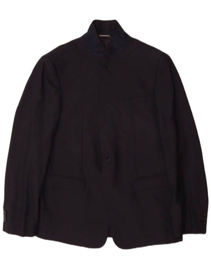 Męska marynarka Emporio Armani zapinana na 2 guziki EU 56 2XL Granatowa, dziewicza wełna