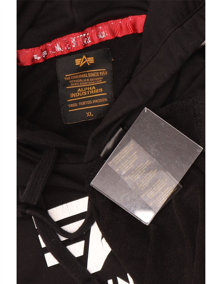 Męski sweter z kapturem i krótkim rękawem ALPHA INDUSTRIES XL, czarny, bawełniany