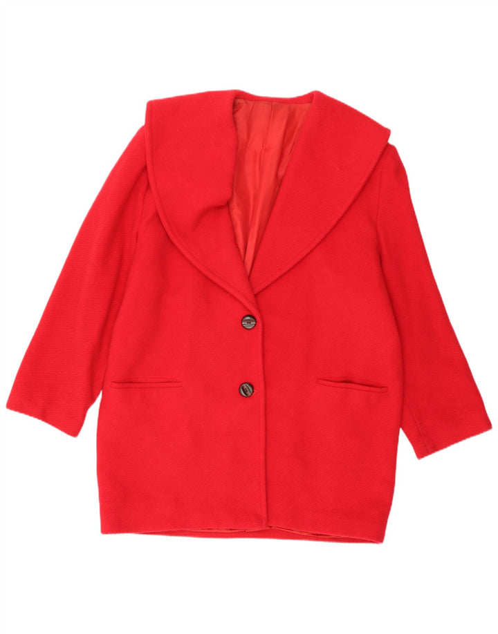 VINTAGE Womens Oversized Overcoat IT 46 Large Red Wool
