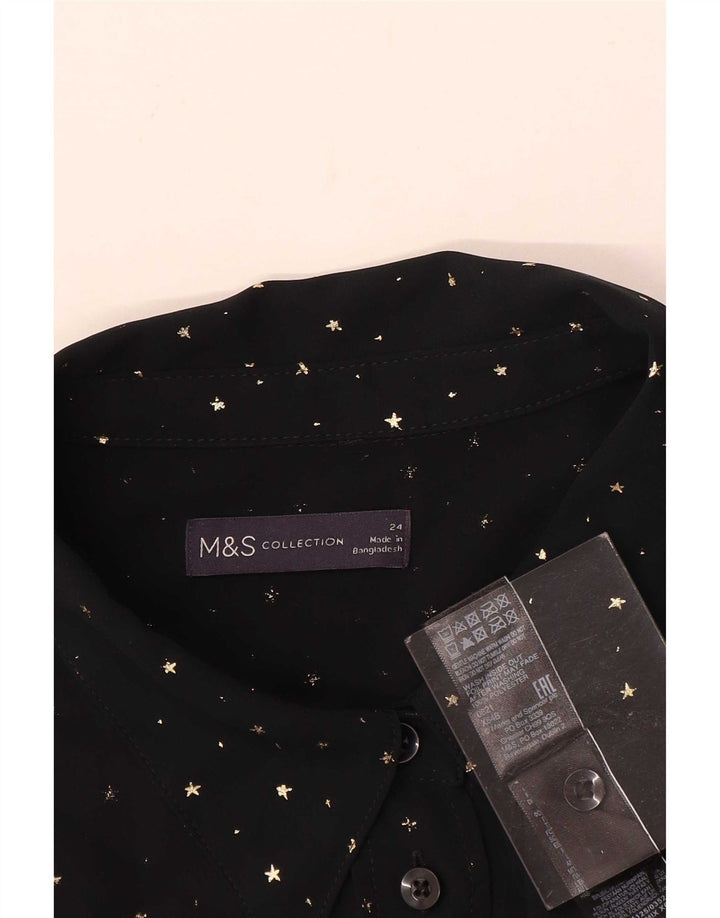 Damska bluzka koszulowa Marks & Spencer UK 24 4XL, czarna w kropki, poliester