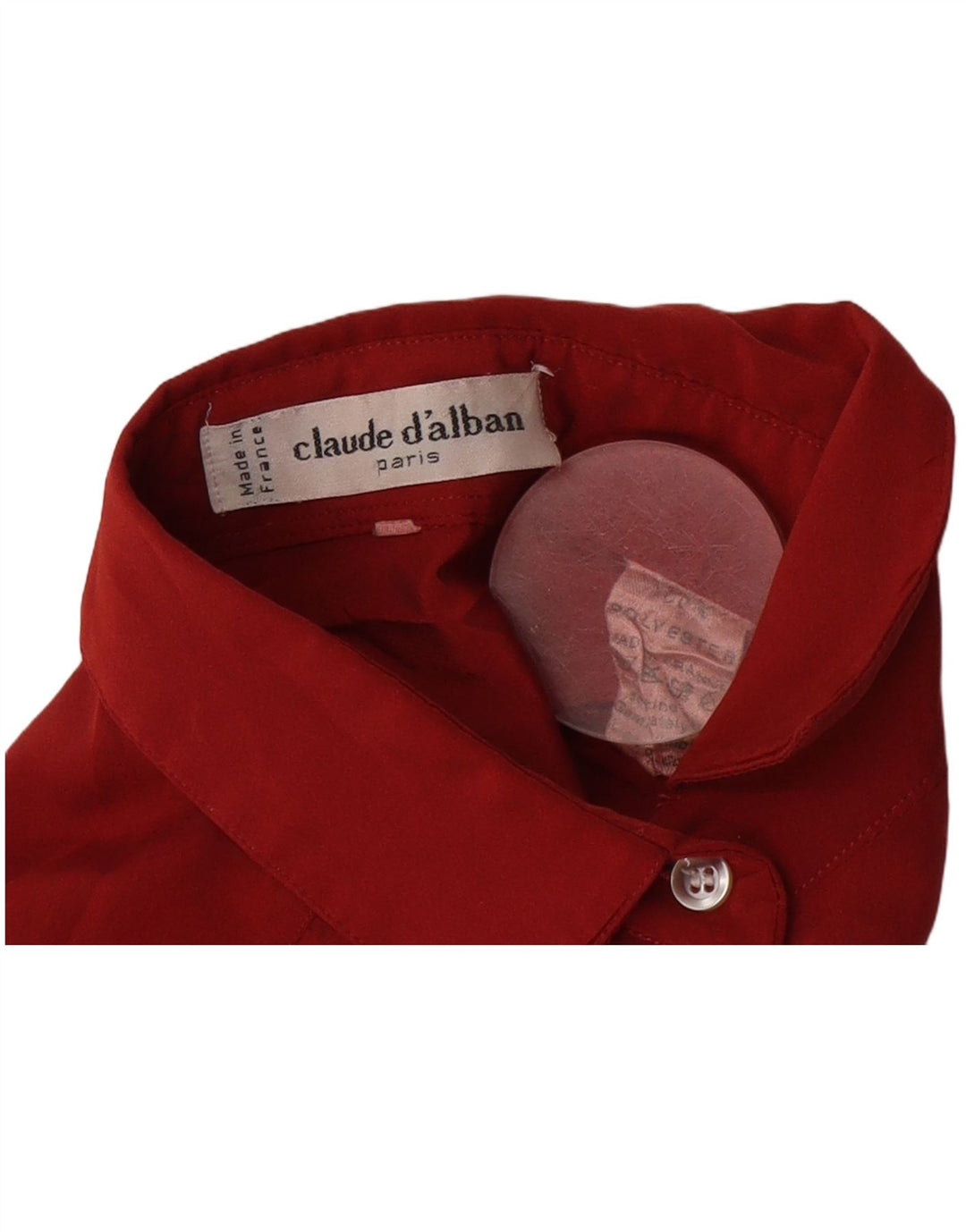 Damska bluzka koszulowa w stylu vintage UK 14, duża, bordowa, poliester