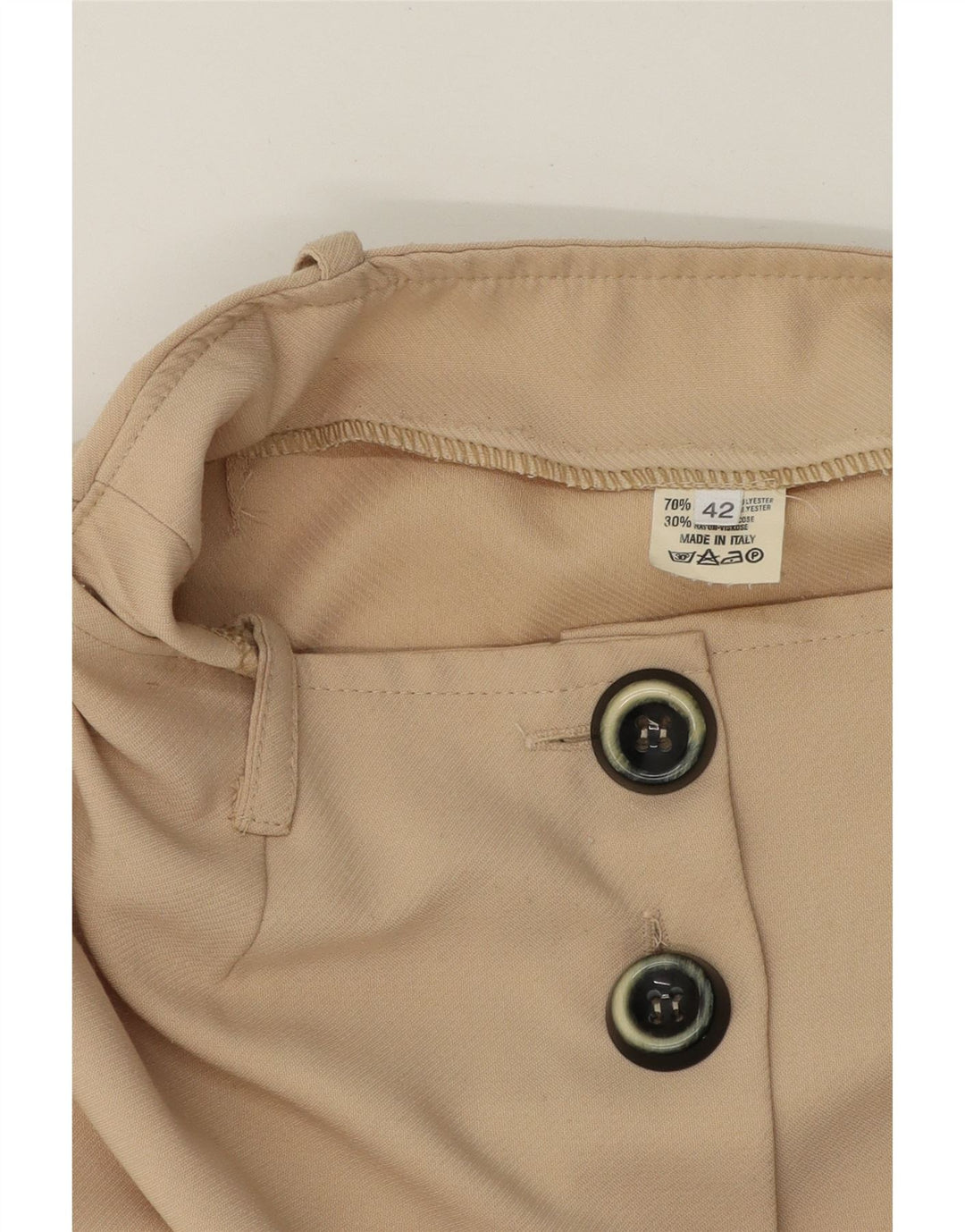 VINTAGE Womens High Waist Maxi Skirt IT 42 Medium W26 Beige Polyester Vintage Vintage and Second-Hand Vintage from Messina Hembry 