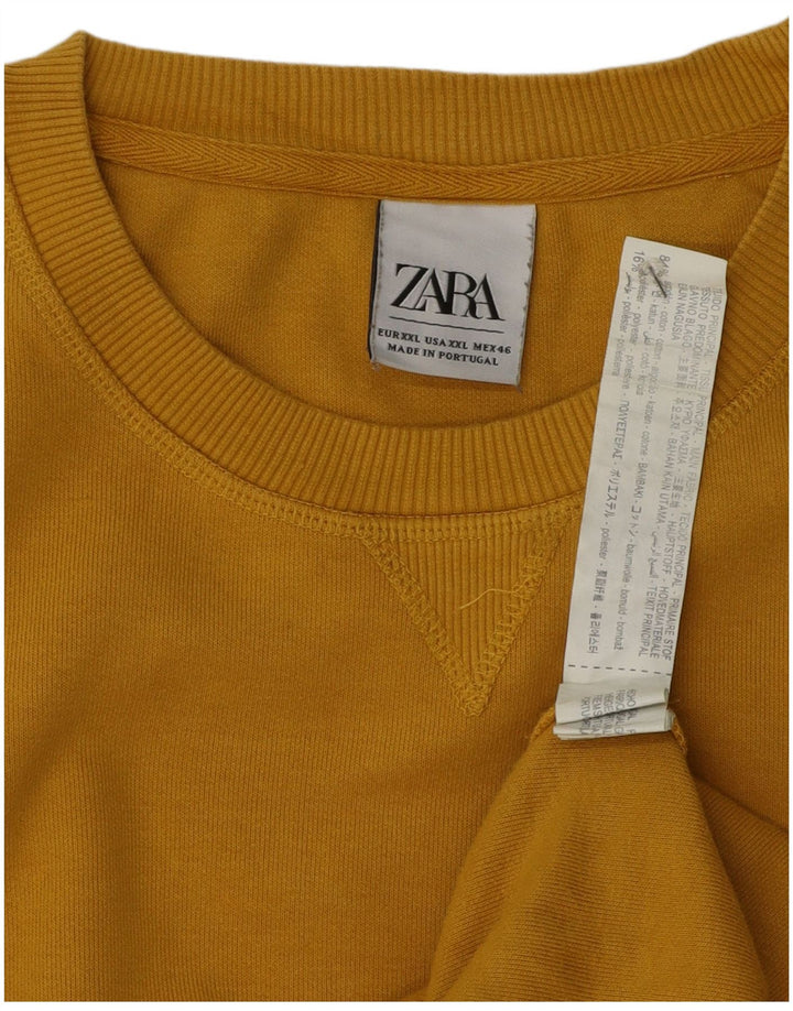 Męski sweter Zara 2XL Żółty, bawełniany