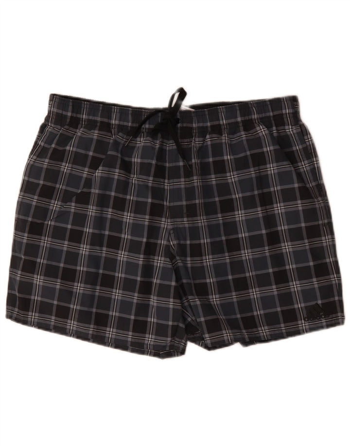 Męskie spodenki kąpielowe Adidas, duże, czarne, poliestrowe w kratę