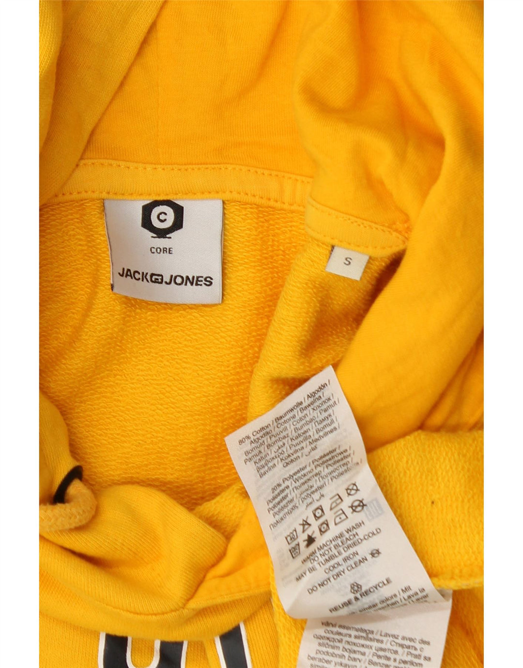 JACK & JONES Mens Graphic Sweatshirt Jumper Small Yellow Cotton Vintage Jack & Jones and Second-Hand Jack & Jones from Messina Hembry 