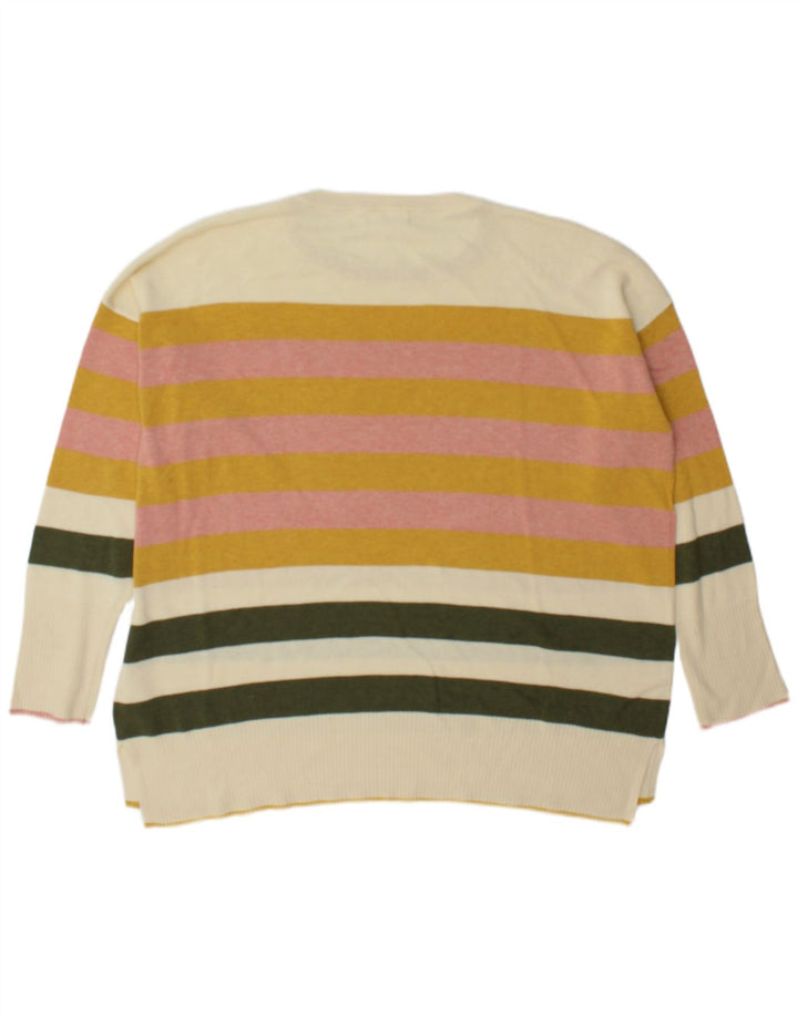 Damski sweter z okrągłym dekoltem White Stuff UK 22 3XL w wielokolorowe paski