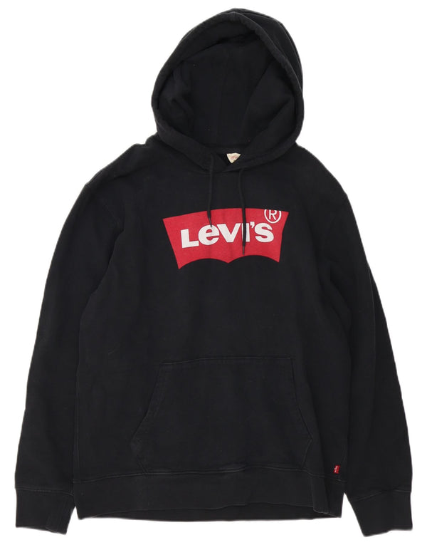 Męski sweter z kapturem z grafiką Levi's, średni czarny, bawełniany