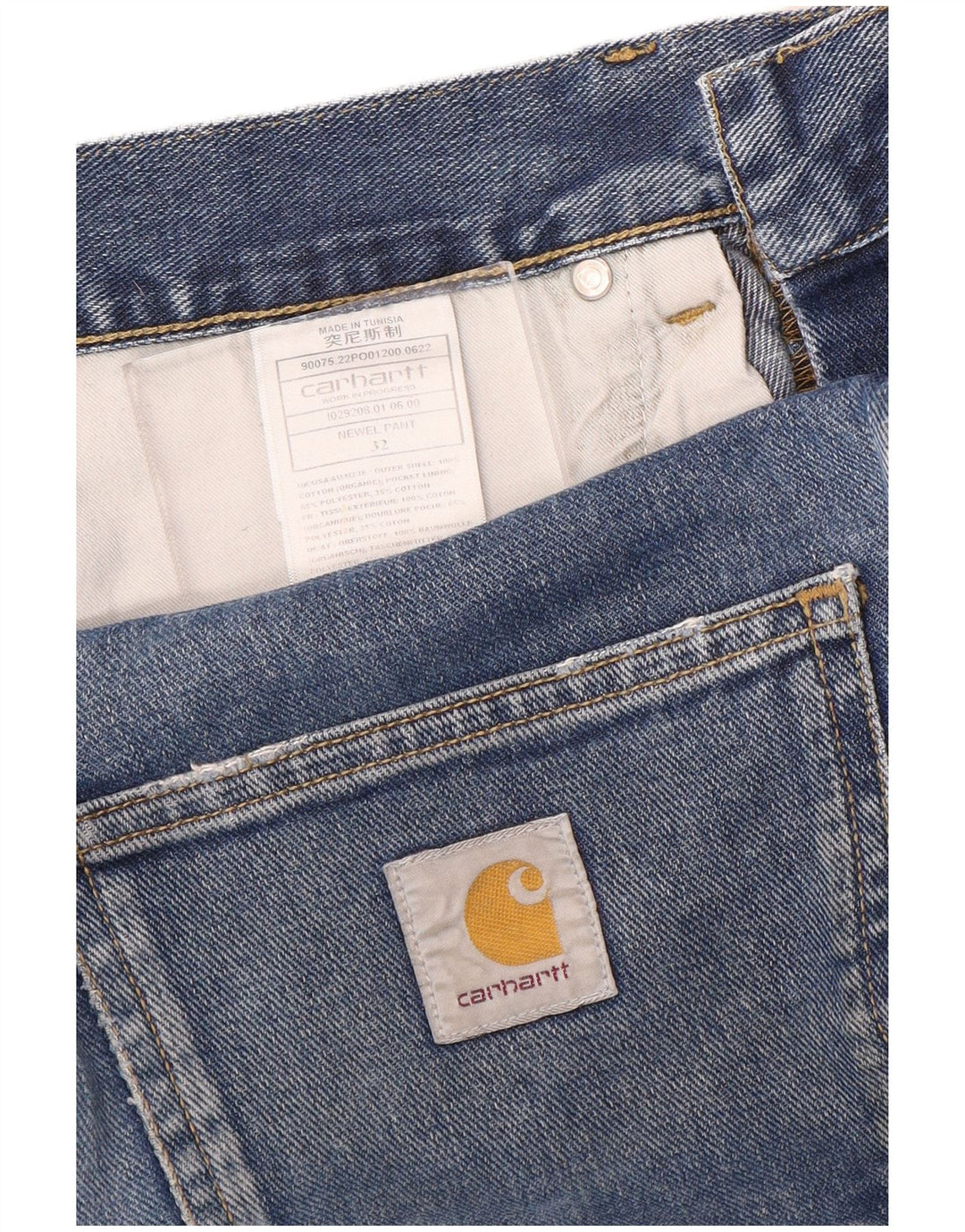 Męskie proste dżinsy Carhartt W32 L30 Niebieskie bawełniane