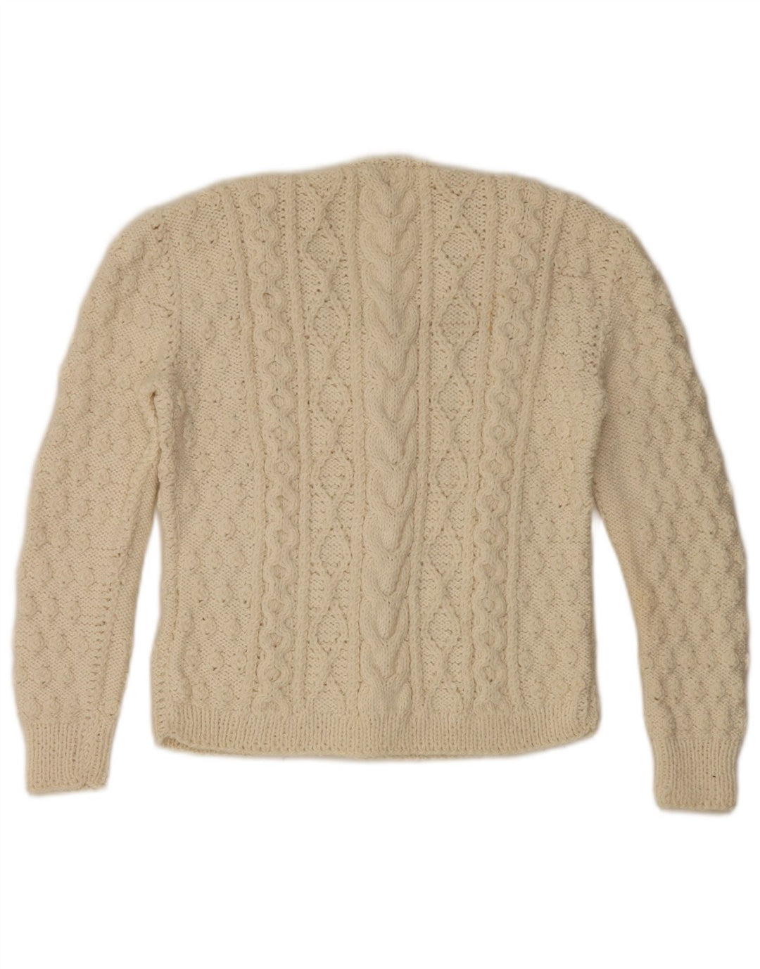 Sweter damski w stylu vintage, rozpinany UK 10, mały, w kolorze złamanej bieli