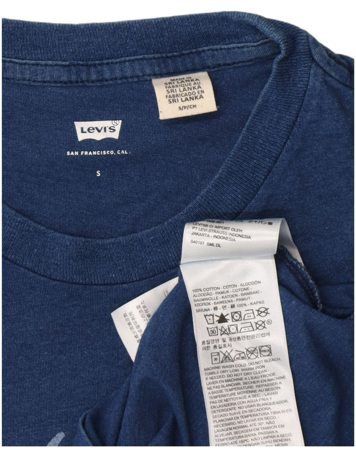 Męski T-shirt z grafiką Levi's, mały, niebieski, bawełniany