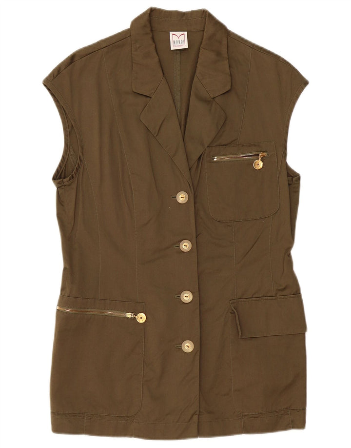 Damska marynarka MONDI zapinana na 4 guziki, bez rękawów, EU 38, średnia bawełna khaki