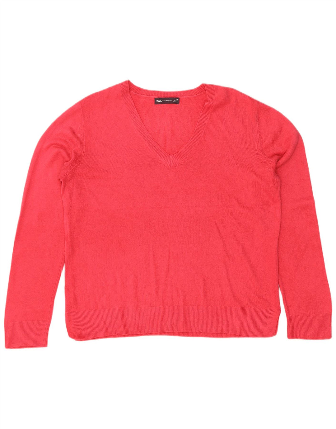 Marks & Spencer Damski sweter z dekoltem w kształcie litery V, UK 14, duży czerwony
