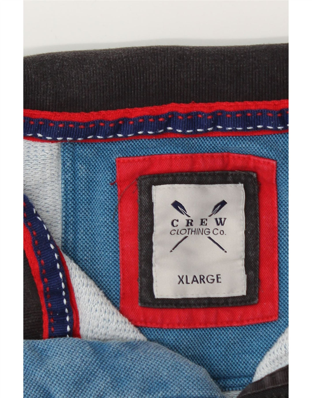 CREW CLOTHING Męski sweter z zamkiem błyskawicznym XL, niebieski, bawełniany