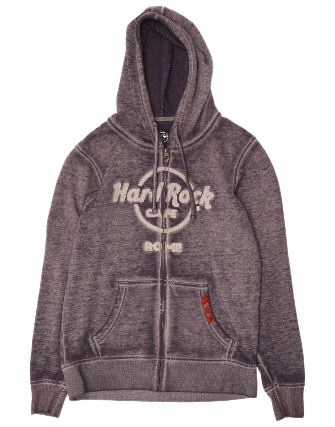 Męski sweter z kapturem i zamkiem błyskawicznym Hard Rock Cafe Rome, średnio szary, nakrapiany